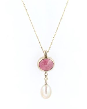 Gabriella Alicia Tourmaline And Pearl Drop Necklace - Metallic