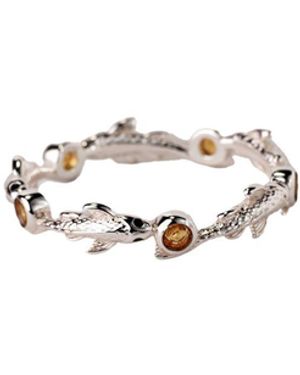 NASI SILVER Eternity Neshama Fish Band- Citrine - White