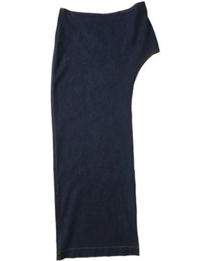 Circular Path Denim Maxi Skirt - Blue