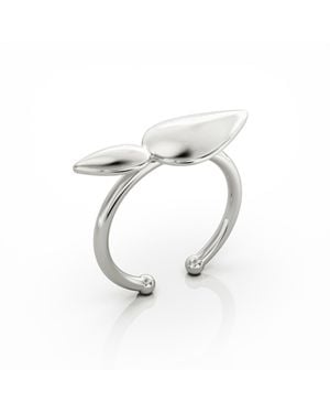 Linda Fiore Lotus Ring, Small Leaves - Metallic