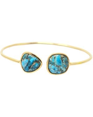 Harfi Gemstone Adjustable Bangle Bracelet - Blue