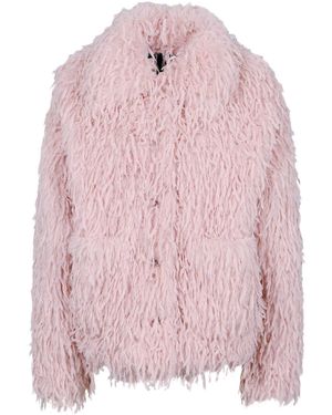 Freaky Nation Feather Fake Fur Jacket - Pink