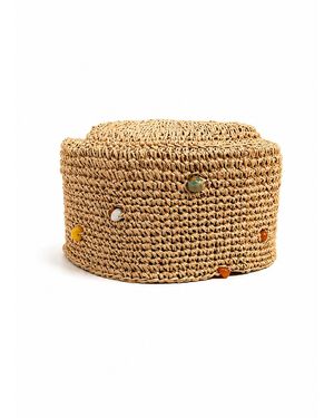 Bingin Diaries Neutrals Handmade Crochet Pillbox - Metallic