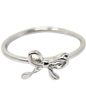 Harfi Bow Tie Bowknot Thin Sterling Stacking Ring - Metallic