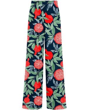 Aloha From Deer Pomegranates Long Loose Pants - Blue