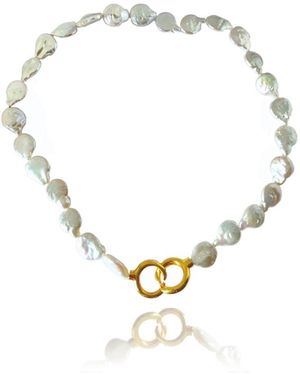LINYA JEWELLERY Hely Locked Pearl Necklace - Metallic