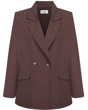 Thisisu Collection Vera Oversize Jacket – Striped - Brown