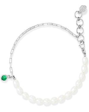 Dower & Hall Luna Pearl & Garnet Charm Bracelet - White