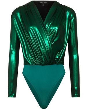 Urban Touch Premium Jersey Metallic Wrap Bodysuit - Green