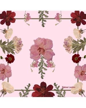 Baines London 'Love' Summer Pure Silk Floral Scarf Square - Pink