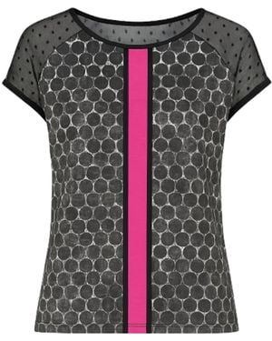 Conquista Chic Printed Viscose Front Jersey Top With Contrasting Back & Mesh Shoulders - Grey