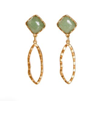 Christina Greene Deco Ovate Earring - Metallic