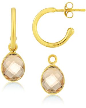 Auree Manhattan & Citrine Interchangeable Gemstone Earrings - Metallic
