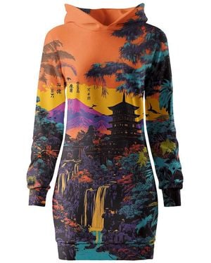 Aloha From Deer Wild Zen Oversize Hoodie Dress - Blue