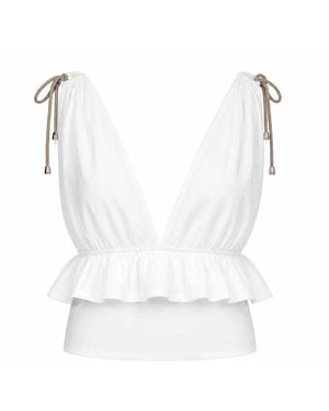 Gunda Hafner Ltd Sleeveless Seersucker Top - White