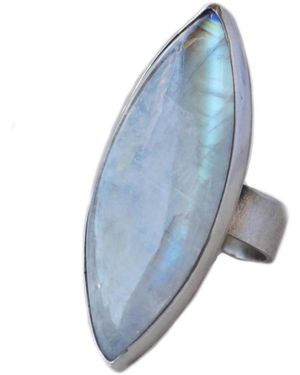 Glamrocks Jewelry Marquise Moonstone Sterling Ring - Blue