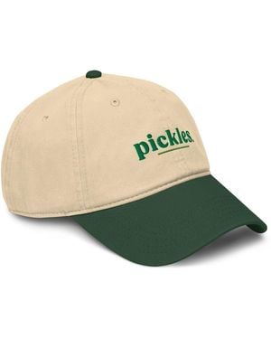 Anchor and Crew Neutrals Natural & Dark Pickles Slogan Cotton Embroidered Cap - Green