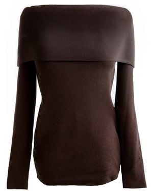 Ats the Label Sia Off Shoulder Knit Top - Brown