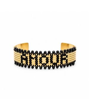 L'EIGHT STUDIO Plated Beaded Cuff Bracelet – Amour - Metallic