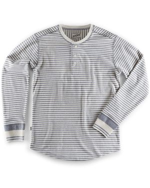 &SONS Trading Co Neutrals Striped Henley Raw/ Marl - Grey