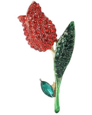 Chanel Joan Elkayam Crystal Tulip Brooch - Red