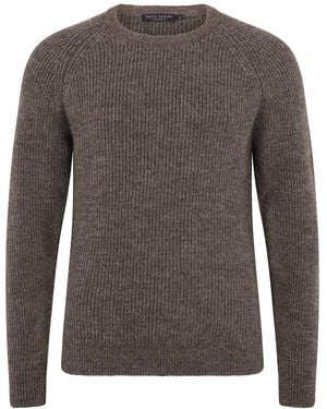 Paul James Knitwear Sheepsoft British Wool Byroon Fisherman Rib Knit Jumper - Grey