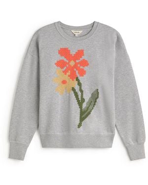 Thinking Mu Jodie Poppy Embroidered Sweatshirt - White
