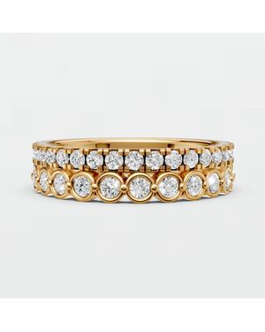 Aya Fine Jewelry 10K Bezel-Set Lab Diamond Double Row Band Ring 0.71 Ctw Statement Diamond Band - Metallic