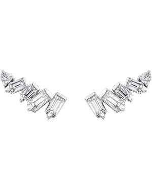 SALLY SKOUFIS Baguette Ear Climber With Made Cz Diamond Stimulant - Metallic
