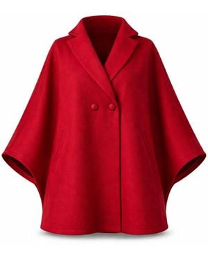 Nikka Place Winter Wool Cape Coat With Buttons - Red