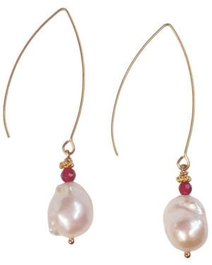 Way to Chic Baroque Pearl Earrings With Agate - Metallic