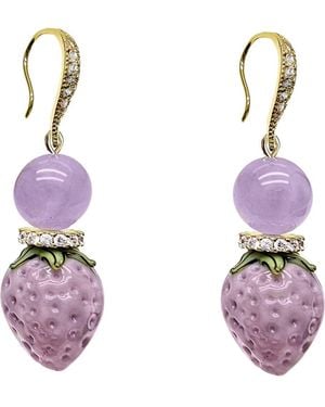 Farra Amethyst With Strawberry Earrings - Purple