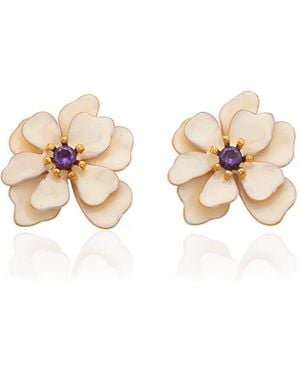 Milou Jewelry Cream Violetta Flower Earrings - Natural