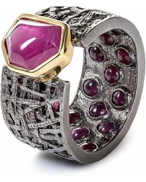 German Kabirski Kay Singular Edition Barrel Ring With Fancy Cut Ruby - Metallic