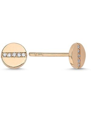 Ecce | Artisan Diamonds 14K Single Solid Tiny Line Diamond Round Earring - White