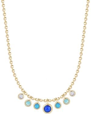 KAMARIA Gradient Ombre Opal Necklace On Ball Chain - Metallic