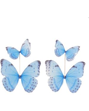 Oana Savu Light Silk Butterfly Earrings Sterling Bridesmaids Earrings - Blue