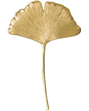 Agora Jewellery Ginkgo Biloba Plated Bronze Brooch - Yellow