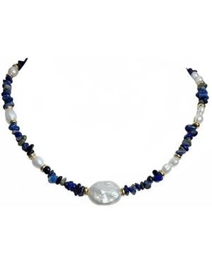 Angel Barocco Lapis Lazuli Baroque Pearl Necklace - Metallic