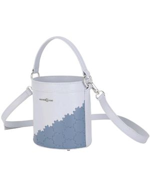 Orange Cube Quilted Impressions Bucket Bag - White
