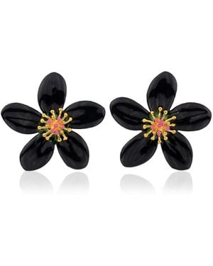 Milou Jewelry Periwinkle Flower Earrings - Black