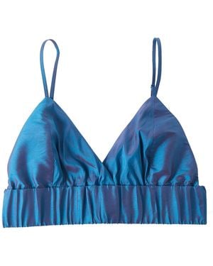 Soft Strokes Silk Mulberry Silk Dupioni Cropped Camisole Top - Blue