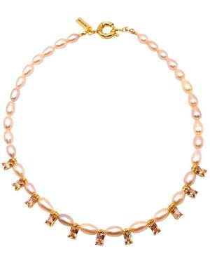 The Bulums Rose The Palais Signature Pearl Baguette Crystal Necklace - Metallic