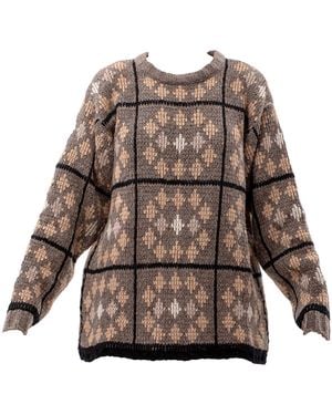 Maison Bogomil Round Neck Jumper With Geometric Pattern - Brown