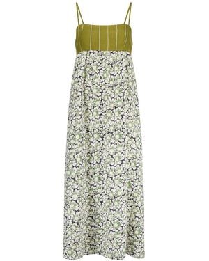 Traffic People Floral Anglaise Floral Contrast Promise Maxi Dress - Green