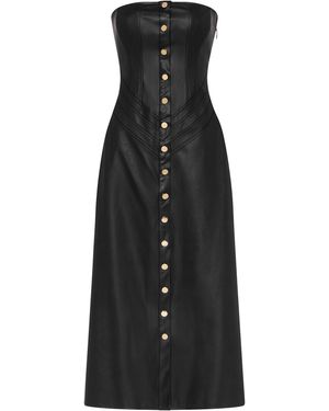 Zetaye Liberty Faux Leather Strapless Dress - Black