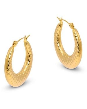 Amadeus Lola Quilted Hoop Earrings - Metallic
