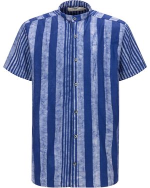 Ohema Ohene Tie Dye Mandarin Collar Shirt - Blue
