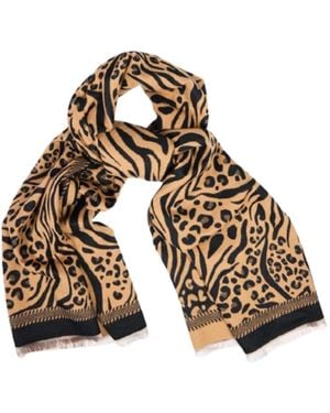 Saachi Animal Print Reversible Scarf - Metallic