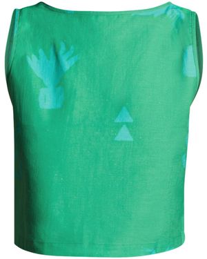 Wild Clouds Organic Cotton & Linen Two-Way Tank - Green